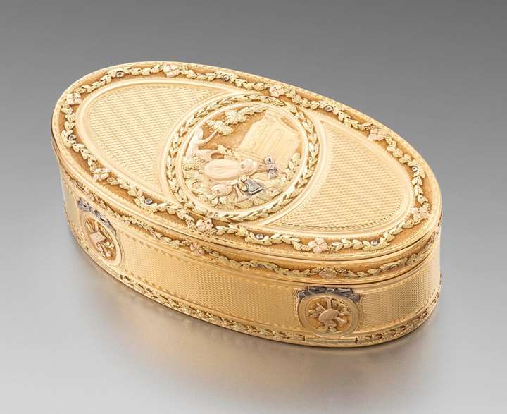 A French Vari-Colour Oval Gold Box